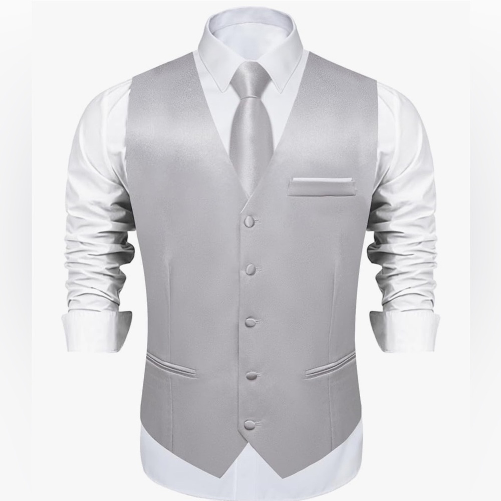 DiBanGu Silver Vest and Tie Set